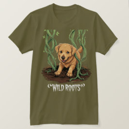 Wild Roots – Spooky Golden Retriever Garden Design Tシャツ