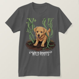 Wild Roots – Spooky Golden Retriever Garden Design Tシャツ