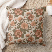 Wild Rose Blooms In Earthy Shades Of Terracotta クッション (ブランケット)