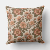 Wild Rose Blooms In Earthy Shades Of Terracotta クッション (裏面)