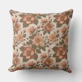 Wild Rose Blooms In Earthy Shades Of Terracotta クッション (正面)