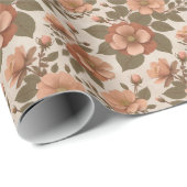 Wild Rose Blooms In Earthy Shades Of Terracotta  ラッピングペーパー (ロールコーナー)