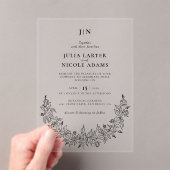 Wild Rose Floral Petals Garden Affair Wedding アクリル招待状 (インサイチュ (ポータブル))