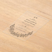 Wild Rose Floral Petals Garden Affair Wedding アクリル招待状 (レイダウン)