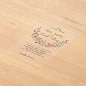 Wild Rose Floral Petals Garden Affair Wedding アクリル招待状 (レイダウン)