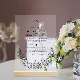 Wild Rose Floral Petals Garden Affair Wedding アクリル招待状