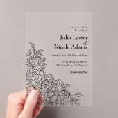 Wild Rose Floral Petals Garden Affair Wedding アクリル招待状 (インサイチュ (ポータブル))