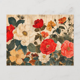 Wild Rose Mix on Weathered Wood ポストカード