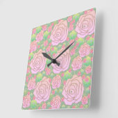 Wild Roses スクエア壁時計 (傾斜)