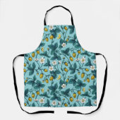 Wild roses and butterflies /pink/pale green/yellow エプロン (正面)