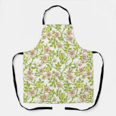 Wild roses and butterflies /pink/pale green/yellow エプロン (正面)