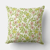 Wild roses and butterflies /pink/pale green/yellow クッション (正面)