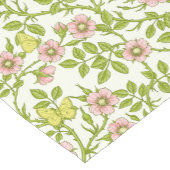 Wild roses and butterflies /pink/pale green/yellow ショートテーブルランナー (コーナー)