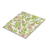 Wild roses and butterflies /pink/pale green/yellow タイル (側面)