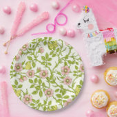 Wild roses and butterflies /pink/pale green/yellow ペーパープレート (パーティー)