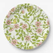 Wild roses and butterflies /pink/pale green/yellow ペーパープレート (正面)