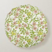 Wild roses and butterflies /pink/pale green/yellow ラウンドクッション (裏面)