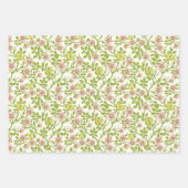 Wild roses and butterflies /pink/pale green/yellow ラッピングペーパーシート (正面2)