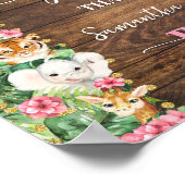 Wild Rustic Safari Pink Flowers Gifts Baby Shower ポスター (角)