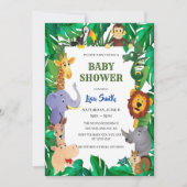 Wild Safari Animal Jungle Baby Shower 招待状 (正面)