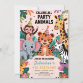 Wild Safari Animals Birthday 招待状 (正面)