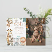 Wild Safari Animals Birthday Party Photo サンキューカード (スタンド正面)