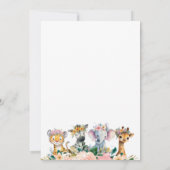 Wild Safari Animals Girl First Birthday サンキューカード (裏面)