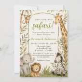 Wild Safari Baby Shower Tropical Jungle Animal  招待状 (正面)