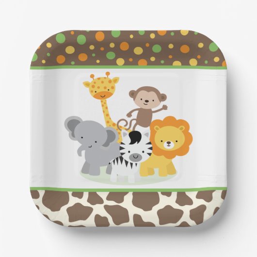 Wild Safari Jungle Animals Party Paper Plate ペーパープレート (正面)