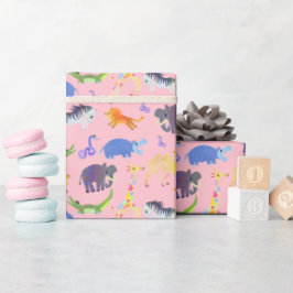Wild Safari on Pink Wrapping Paper ラッピングペーパー