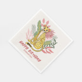 Wild Safari Pink Cheetah Kids Birthday Party スタンダードランチョンナプキン (角)