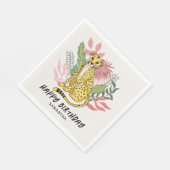 Wild Safari Pink Cheetah Kids Birthday Party スタンダードランチョンナプキン (角)