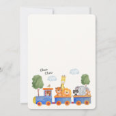 Wild Safari Zoo Animals Train Baby Shower 招待状 (裏面)