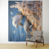 Wild Sea Dolphins Wall Art- Dolphin Backdrop タペストリー (インサイチュ)