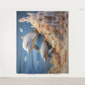 Wild Sea Dolphins Wall Art- Dolphin Backdrop タペストリー (正面)