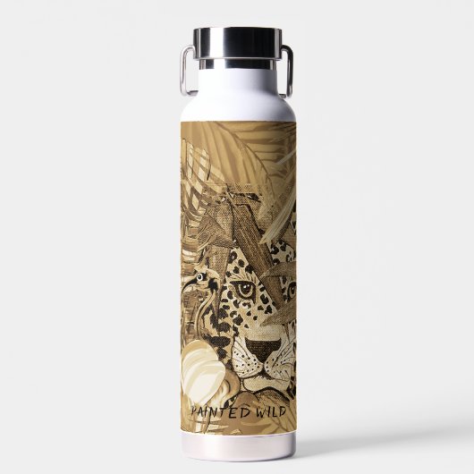 Wild Sepia Leopard  Water Bottle ウォーターボトル (正面)