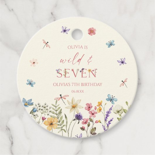 Wild & Seven Wildflower 7歳の誕生日パーティー フェイバータグ (正面)