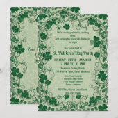 Wild Shamrock Vine Funky Saint Patricks Day Party  招待状 (正面/裏面)