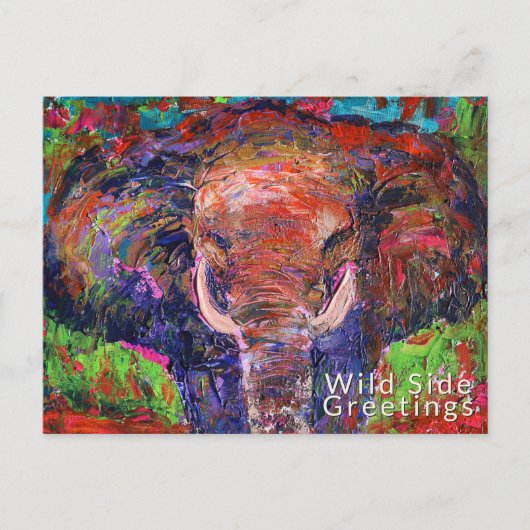 Wild Side Greetings Abstract Elephant ポストカード (正面)