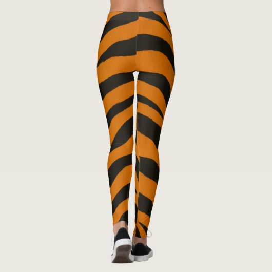 Wild Side Tiger Print Orange Black Halloween レギンス (裏面)