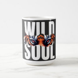 Wild Soul Tiger Eyes コーヒーマグ | 激しいアニマルグラフィック コーヒーマグカップ