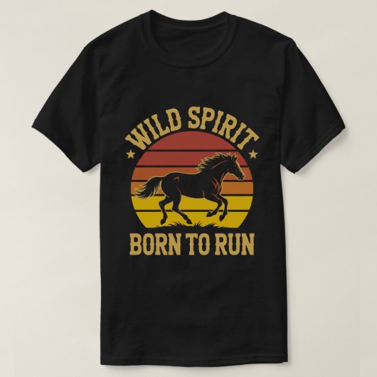 Wild Spirit Horse Retro Tee Tシャツ (デザイン正面)
