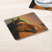 Wild Stallion, Golden Light and Rainbow スクエアペーパーコースター (アングル)