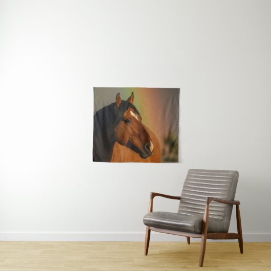 Wild Stallion, Golden Light and Rainbow タペストリー (インサイチュ(横))