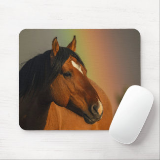 Wild Stallion, Golden Light and Rainbow マウスパッド