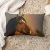 Wild Stallion, Golden Light and Rainbow ランバークッション (ブランケット)
