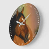 Wild Stallion, Golden Light and Rainbow ラージ壁時計 (傾斜)