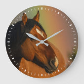 Wild Stallion, Golden Light and Rainbow ラージ壁時計 (正面)