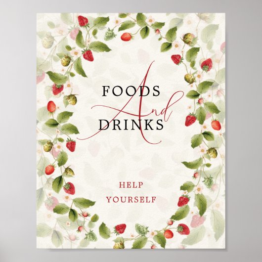 WILD STRAW BERRY SWEET BABY SHOWER SIGN ポスター (正面)