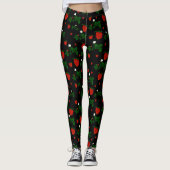Wild Strawberries Pattern Leggings レギンス (正面)